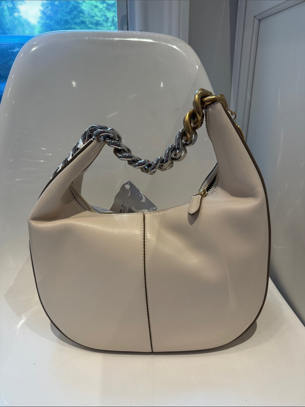 NWT Stella McCartney Cream SMALL Shoulder Bag with silver and gold metal - Picture 4 of 11